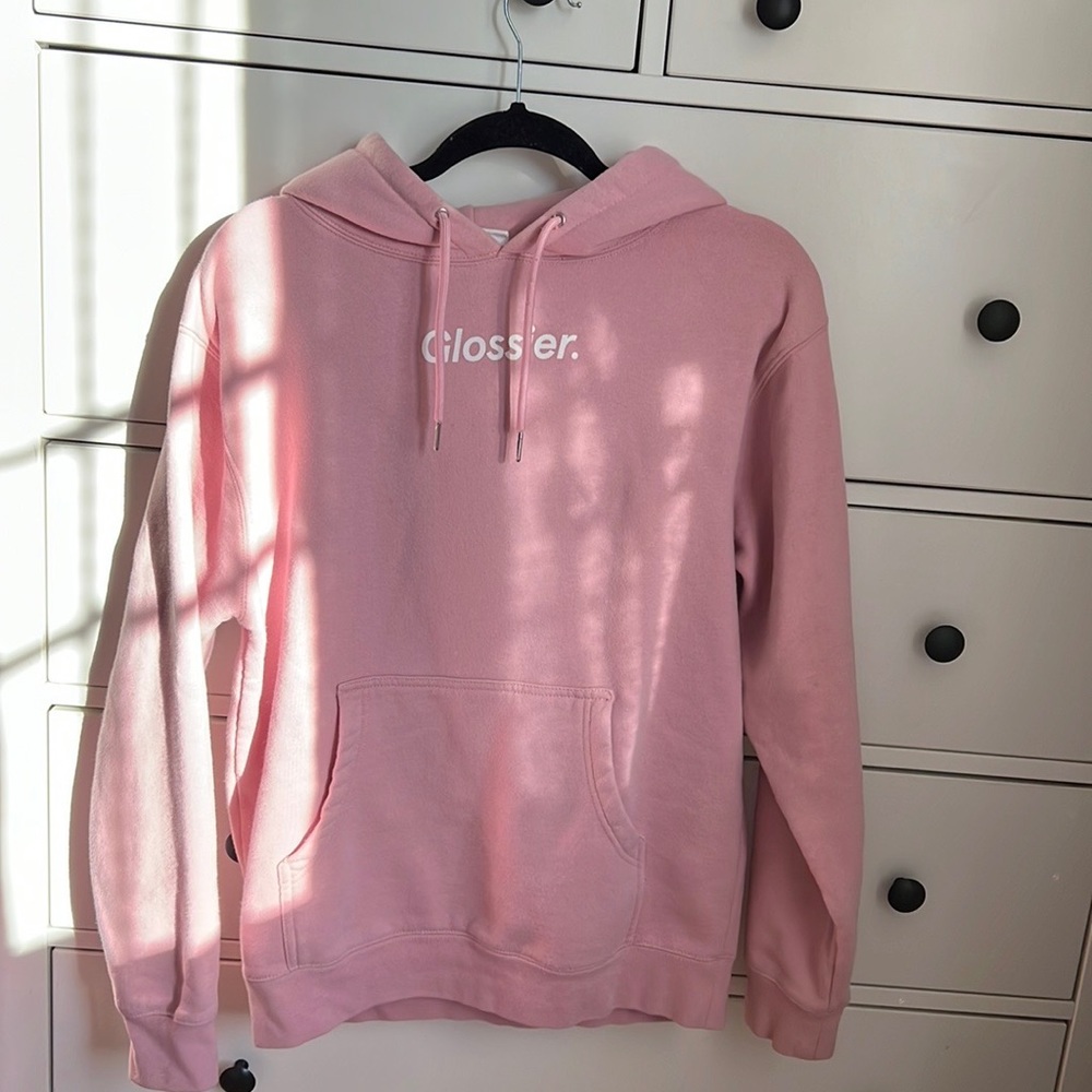 Glossier pink hoodie
